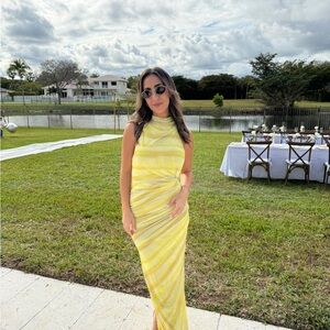 ASOS Yellow Striped Maxi Dress